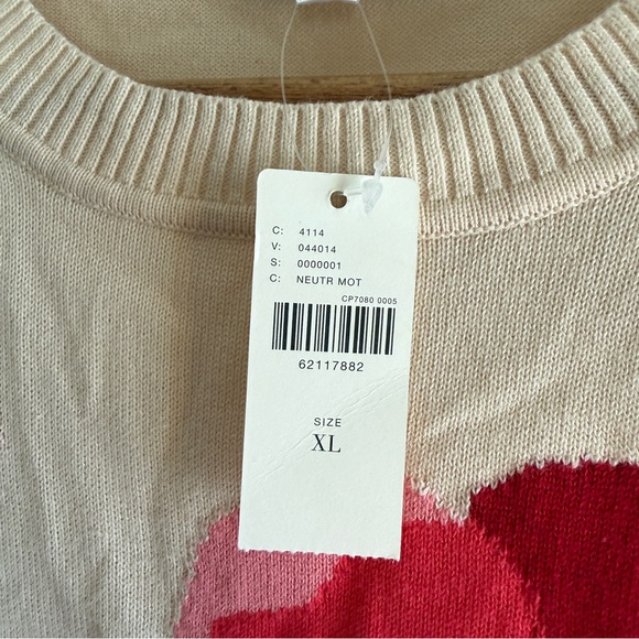 NWT Anthropologie Cotton Floral Short Sleeve Sweater Size XL - Picture 3 of 6